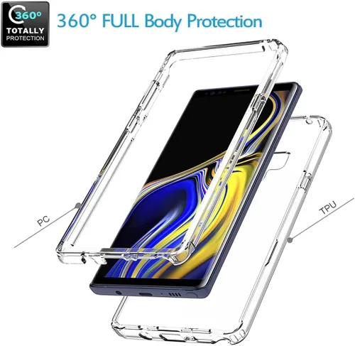 Vista 3 de Funda de teléfono para Galaxy Note 9, N960U con protector de pantalla de vidrio templado, carcasa protectora de cuerpo completo transparente