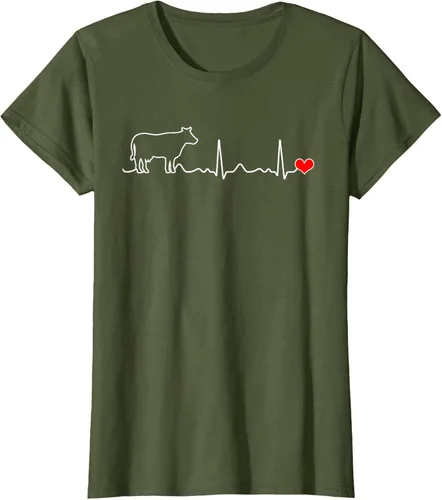 Vista 74 de Camiseta de paciente con corazón I Love My Cow Valve EKG Heartbeat Heart Pacient, Negro, S