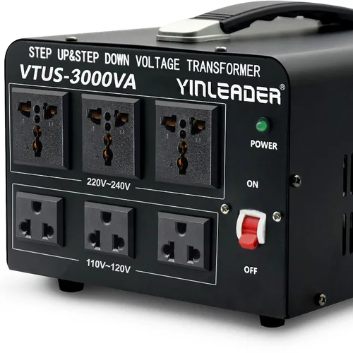 Vista 9 de Yinleader Transformador de voltaje Step Up & Step Down Convertidor de potencia con cable de alimentación de EE. UU., convierte 110 V a 220 V O 220 V