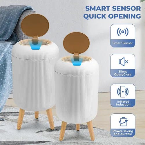 Vista 34 de Pukomc Papelera con sensor inteligente, conveniente e higiénico, fácil de usar, sensor de tecnología, impermeable, papelera de plástico para cocina