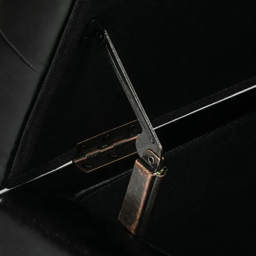 Vista 8 de Adeco Otomana de almacenamiento, banco tapizado rectangular de piel sintética con patas de madera, reposapiés, mesa de café para sala de estar Negro