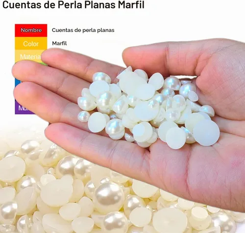 Vista 5 de Cuentas de media perla, 215 unidades, cuentas sueltas de espalda plana