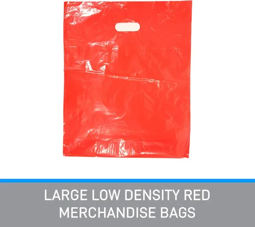 Vista 2 de Bolsas de mercancía rojas grandes de baja densidad - Caja de 500