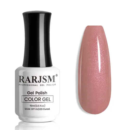 Vista 24 de RARJSM Esmalte de uñas en gel color albaricoque, dorado con brillantina, neutro, transparente, color nude, esmalte de gel para remojar para remojar
