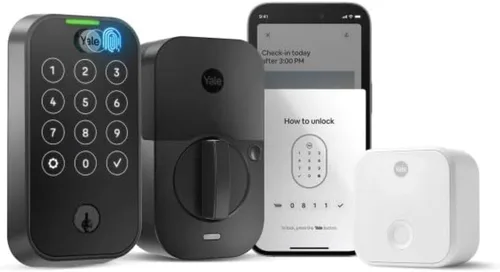 Vista 14 de Yale Assure Lock 2 Touch - Cerradura de puerta de entrada inteligente con llave de níquel satinado con teclado de pantalla táctil conectado