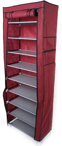 Vista 6 de Vasitelan Zapatero grande de 10 niveles, organizador de almacenamiento de zapatos, torre con cubierta a prueba de polvo, armario para zapatos, torre