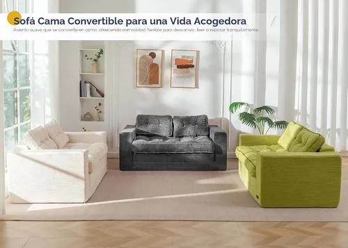Vista 8 de MAXYOYO - Sofá cama convertible, sofá cama extraíble, sofá cama plegable 2 en 1, sofá cama de suelo desplegable con almohadas para sala de estar