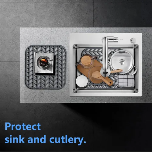 Vista 7 de Protectores de fregadero para fregadero de cocina de 12, 13, 16, 18, 19, 24, 26, 28, 29, 30 pulgadas, alfombrilla de silicona para fregadero