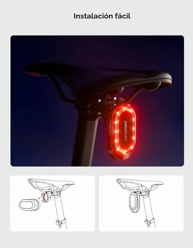 Vista 8 de iGPSPORT SR Mini Luz de Radar para Bicicleta, Distancia de Monitoreo 160M, Vida de Batería 20H, Luz Trasera de Freno Intermitente Impermeable