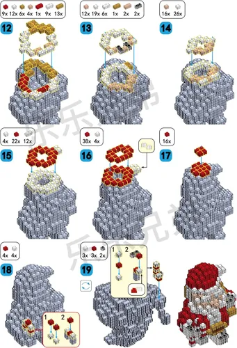 Vista 9 de Bloques apilables de Navidad compatibles con Lego, Navidad, Papá Noel, juego de microbloques de construcción, caja de regalo de Año Nuevo, regalos