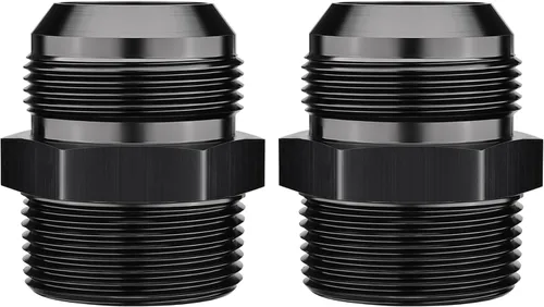 Vista 21 de EVIL ENERGY 3AN macho acampanado a 1/4" NPT tubo adaptador de ajuste de 90 grados aluminio negro 2 piezas