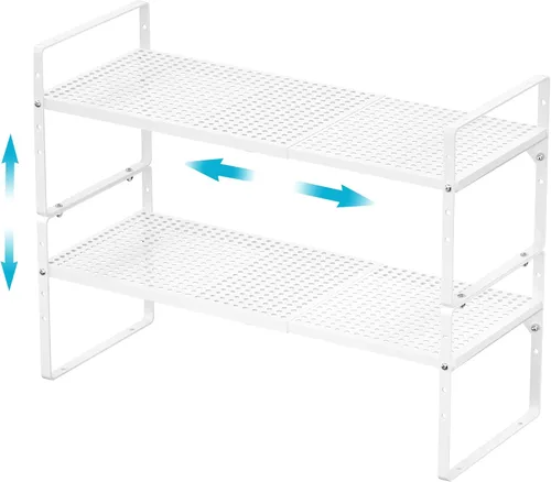 Vista 11 de iPEGTOP Estante organizador de estante de almacenamiento expandible para gabinete, estante de especias de metal apilable de acero resistente, altura