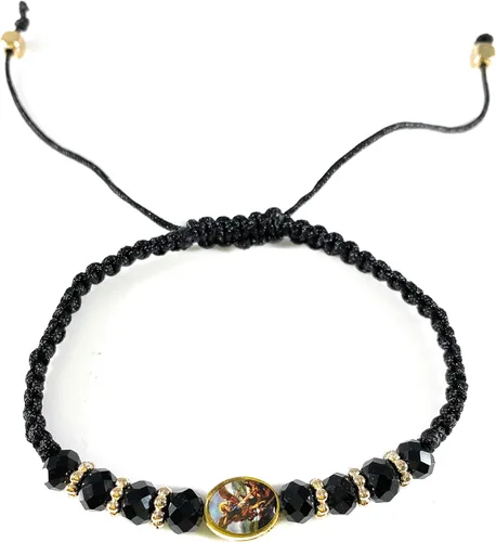 Vista 2 de San Miguel Arcángel Rojo con oro Pulsera ajustable Roja Ajustable De San Miguel Arcangel Con Tono Dorado (SM4)