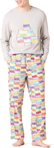 Vista 4 de Amazon Essentials Disney Marvel Star Wars Conjunto de pijama de franela para hombres 2 piezas Marvel Capitán América
