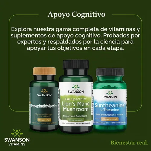 Vista 6 de Suplemento vitamínico de Swanson de espectro completo. Hongo Melena de León. 500 mg, Swanson-SW1096, 1