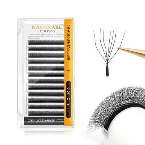 Vista 155 de NAGARAKU Extensiones de pestañas prefabricadas en abanico 3D W 0.05 C 0.315 0.05-C 3D W