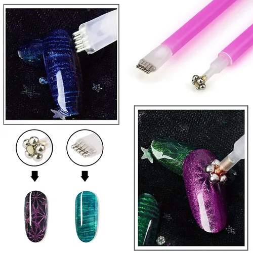 Vista 3 de 11 imanes de uñas, imanes de ojo de gato para uñas, barra magnética de esmalte de uñas, kit de diseño de uñas 3D, esmalte de gel magnético