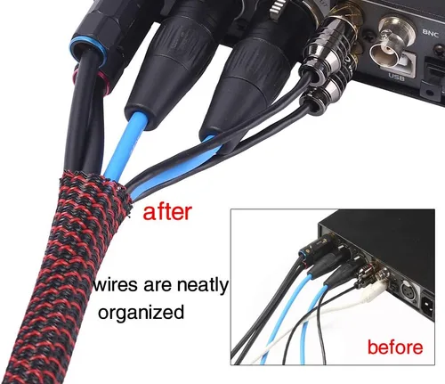 Vista 17 de Alex Tech Protector de cable de 10 pies y 1/2 de pulgada, funda dividida para cable USB, cable de alimentación, de audio y video, protege los cables