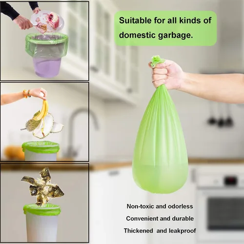 Vista 3 de TECHSHARE Bolsas de basura biodegradables de 1.2 galones, 80 unidades, bolsas de basura compostables, capacidad de 1.5 galones, color verde