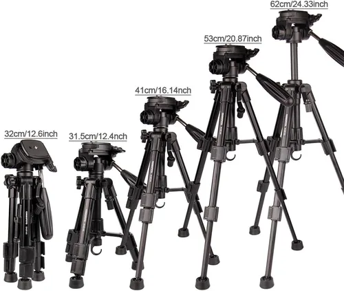 Vista 7 de CAMBOFOTO Trípode para cámara de 30", Trípode profesional de aluminio resistente para cámara sin espejo/DSLR/Teléfono celular/Videocámara