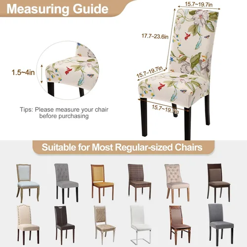 Vista 6 de SearchI - Juego de 2 fundas protectoras para sillas Parson de comedor, de elastano, súper ajuste, elástico, extraíble y lavable, para cocina