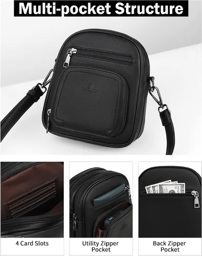 Vista 6 de FADEON Monederos pequeños para mujer, bolsos cruzados de cuero sintético de diseñador, mini bolso cruzado para viaje, bolsa de hombro, ranuras
