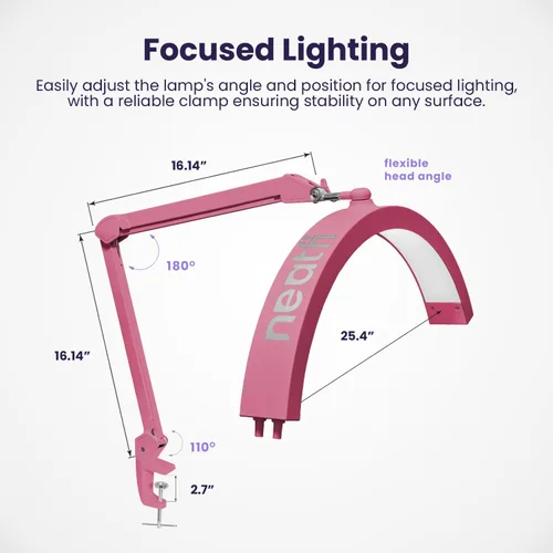 Vista 6 de Neatfi Lámpara de mesa LED media luna para esteticistas, técnico de uñas y cosmetóloga para arte de manicura, facial, depilación, hilo y tatuajes