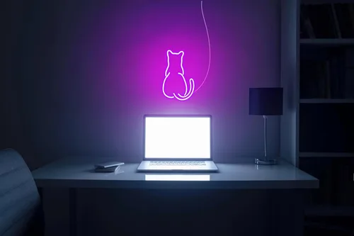Vista 5 de AdvPro Gato gatito trasero mascota Flex silicona LED neón signo - azul - st16s32-fnu0023-b