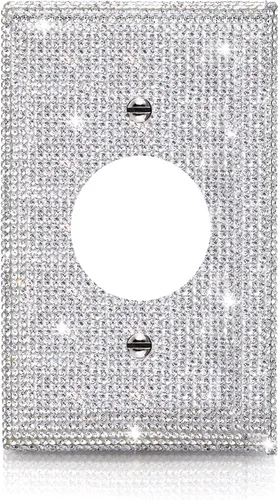 Vista 13 de 1 pieza de cubierta de placa de pared con diamantes de imitación brillantes plateados, cubierta decorativa para interruptor de luz con brillos