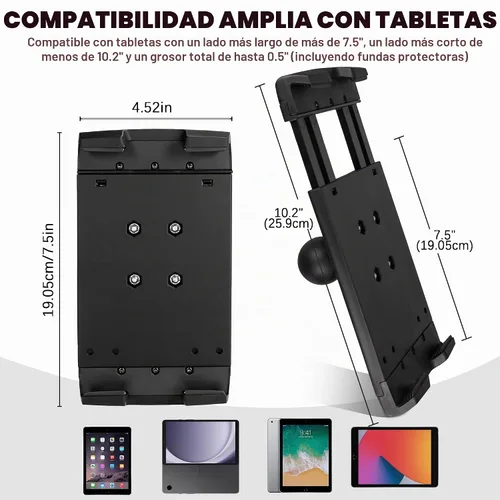Vista 2 de Soporte de tableta de aluminio resistente a prueba de golpes para camión, base de taladro de bola de 1.5 pulgadas para automóvil, compatible