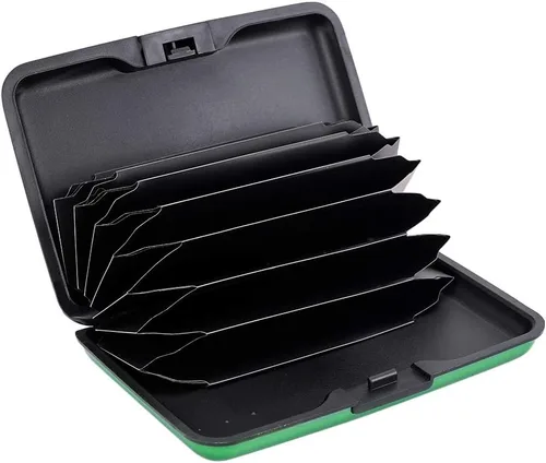 Vista 2 de Elfish.- Funda protectora de aluminio contra RFID, para tarjetas de crédito, carcasa rígida para tarjetas de presentación, cartera de metal