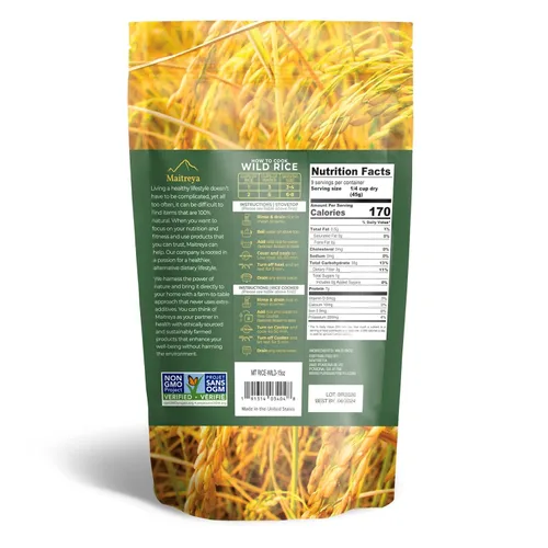 Vista 2 de Arroz salvaje Minnesota 100% natural sin OMG, 15 onzas