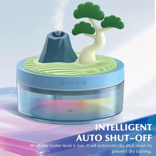 Vista 3 de Mini humidificador para dormitorio, humidificador de aire silencioso con decoración de paisaje para guardería, oficina, habitación pequeña y Cactus