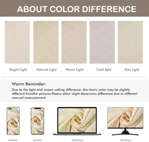 Vista 7 de Genina Juego de 2 fundas impermeables para sillas de comedor, fundas elásticas de jacquard extraíbles y lavables, sin fundas traseras, color beige