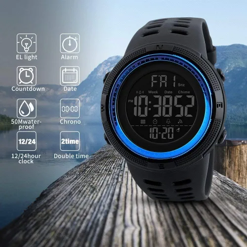 Vista 6 de Relojes digitales para hombre multifunción alarma cronómetro LED deportes relojes al aire libre militar impermeable reloj