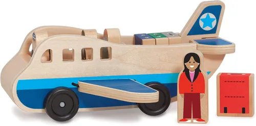 Vista 9 de Melissa & Doug Juego de avión de madera con 4 figuras de juego y 4 maletas