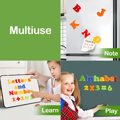 Vista 6 de RAEQKS Letras magnéticas, números, alfabeto, ABC, colorido, 123, refrigerador, imanes para nevera, vocabulario, juego de juguetes educativos
