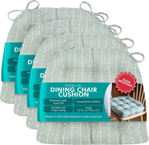 Vista 17 de Barnett Home Decor Cojines para silla de comedor Brisbane plateado gris con lazos - Tamaño mediano 16.5 x 18 Almohadilla para silla - Relleno