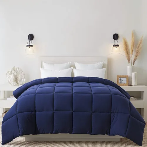Vista 7 de Cosybay - Edredón con relleno alternativo y acolchado suave, para todas las estaciones, inserto de colcha con pestañas en las esquinas, 88x92 Azul