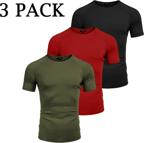 Vista 5 de COOFANDY Paquete de 3 camisetas de entrenamiento para hombre, manga corta, gimnasio, culturismo, muscular, capa base, camisetas de fitness
