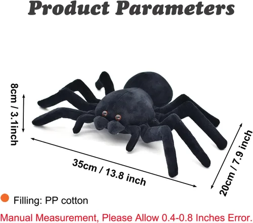Vista 2 de HWD Muñeca de araña suave, lindos animales de peluche, juguetes de broma de felpa, regalos para niños, niños pequeños, cumpleaños, Halloween