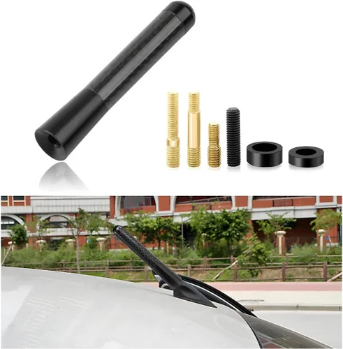 Vista 8 de Wevdn Antena corta para automóvil, antena receptora de señal de radio estéreo de fibra de carbono de aleación de aluminio de 1.43 pulgadas, repuesto