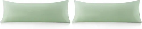 Vista 23 de Leeden - Funda de almohada de algodón para el cuerpo de 800 hilos, ultrasuave y transpirable para adultos, cierre de sobre, 21 x 54 pulgadas