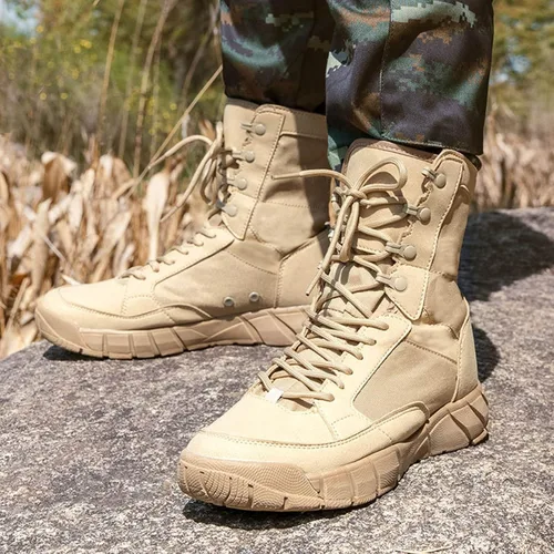 Vista 6 de Botas tácticas para hombre de 8 pulgadas, ligeras, botas de combate antifatiga, botas de trabajo tecnológicas para el desierto, botas de senderismo