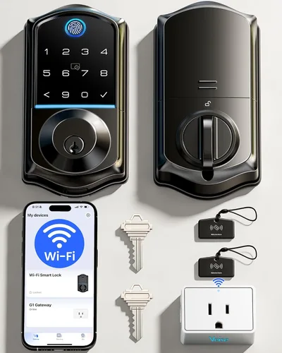 Vista 16 de Veise VE017G - Cerradura de puerta de entrada sin llave Wi-Fi, control remoto de aplicación y control de voz, cerraduras inteligentes de huellas