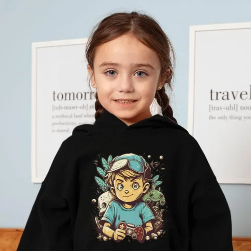 Vista 2 de Gamer Boy Toddler Hoodie - Anime Toddler Hooded Sweatshirt - Graphic Kids' Hoodie