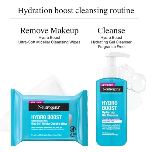 Vista 2 de Neutrogena Hydro Boost - Lavado facial, sin fragancia, limpiador facial hidratante con ácido hialurónico, lavado facial diario y removedor