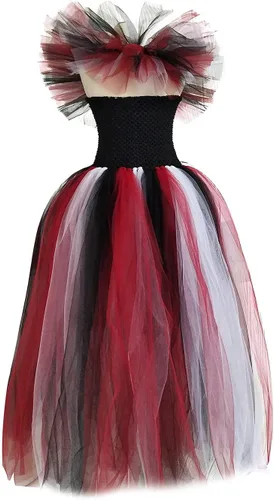 Vista 3 de LUCKYGAL Disfraz de Halloween para niñas, disfraz de bruja vampiro, cosplay, concurso, tutú con sombrero de bruja