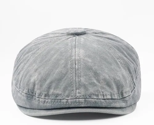 Vista 2 de Newsboy Flat Cap for Men Women, Adjustable Washed Cotton Hat #B36-gris claro