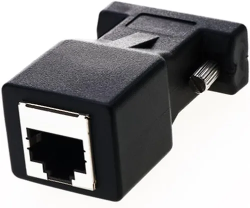 Vista 3 de RS232 a RJ45, DB9 puerto serie de 9 pines macho a RJ45 hembra Cat5e/6 Ethernet LAN Extend Adapter